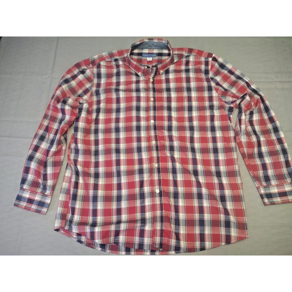 Simply Styled Mens Button-Front Long Sleeve Shirt Size XL Plaid style Multicolor